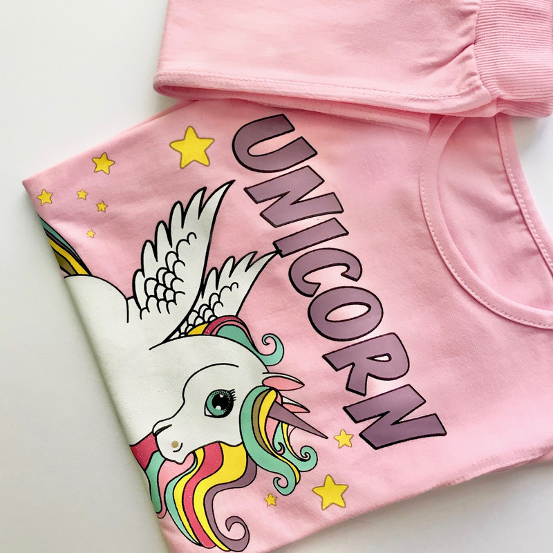 ست تی شرت و شلوارک دخترانه مدل Unicorn