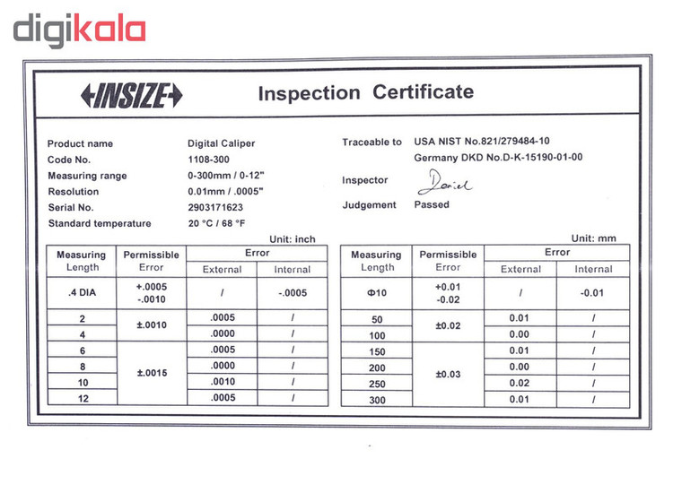 کولیس اینسایز مدل 300-1108
