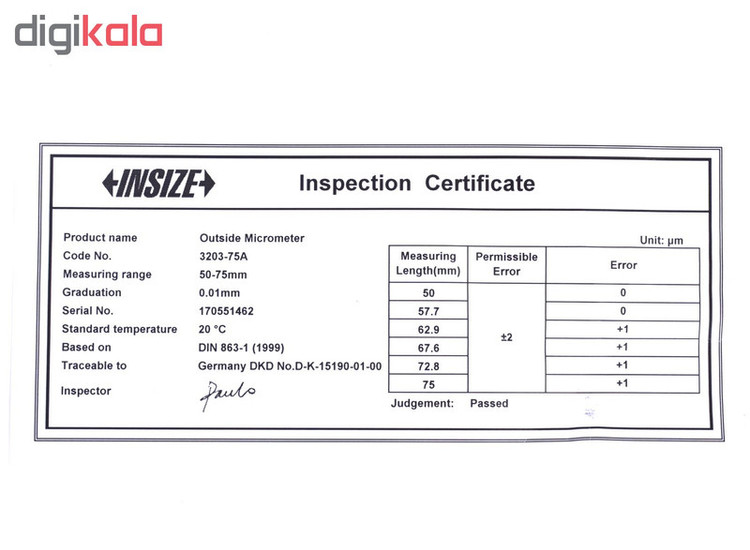 میکرومتر بیرون سنج اینسایز مدل 75A-3203
