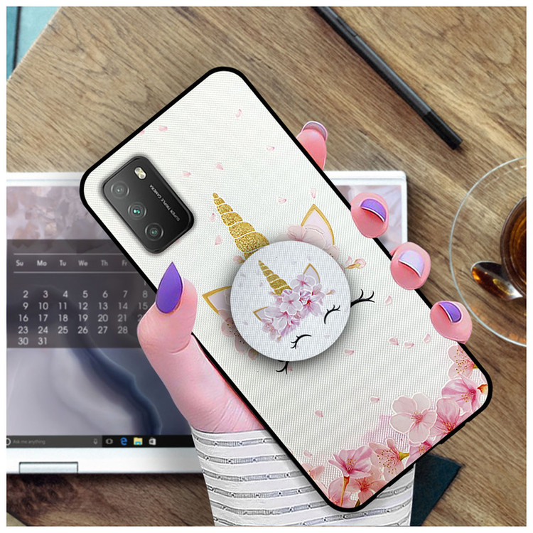 کاور دکین مدل Rikki طرح Flower Unicorn مناسب برای گوشی موبایل شیائومی Redmi 9T به همراه پایه نگهدارنده