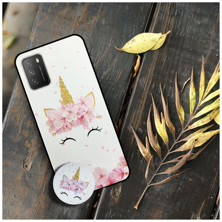 کاور دکین مدل Rikki طرح Flower Unicorn مناسب برای گوشی موبایل شیائومی Redmi 9T به همراه پایه نگهدارنده