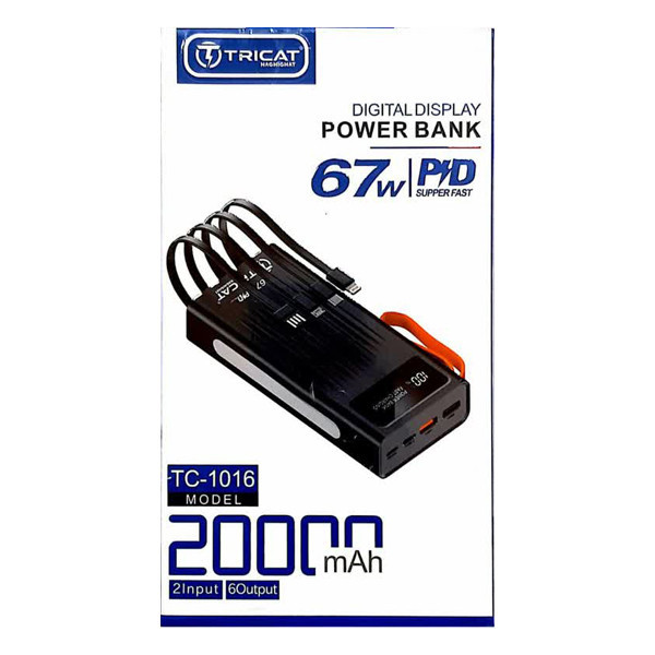 پاوربانک تریکت مدل TC-1016 ظرفیت 20000 میلی آمپر ساعت