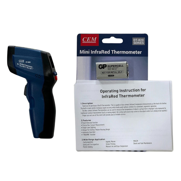 ترمومتر لیزری سی ای ام مدل DT-820VB ( رنج 50- تا 500 درجه) - نمایندگی اصلی جوش آزما تجهیز 09120741826